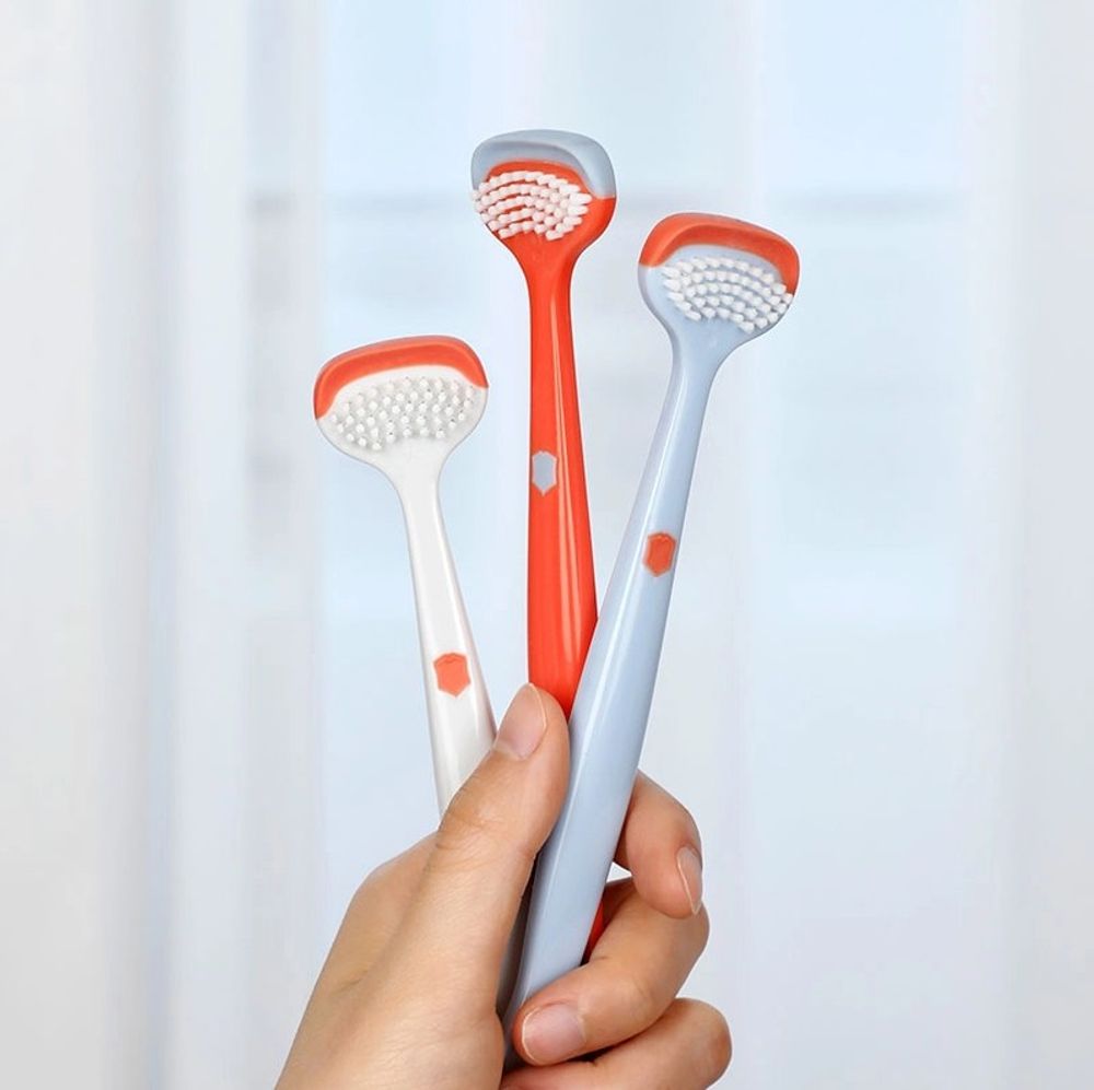 PITTERPATTER Tongue Brush 3EA / 5EA – 3,000 Micro Bristles | Dual Scraper | ARC Curve Design for Deep, Gentle Oral Root Cleaning